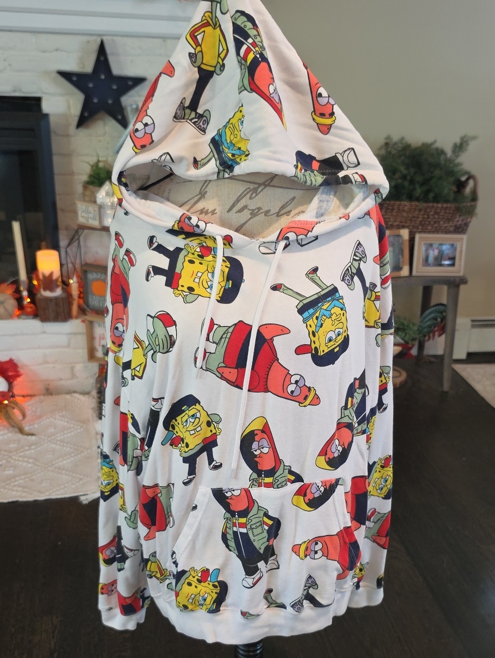 Nickelodeon SpongeBob & Patrick Cartoon Hooded Pajama Top Adult Sz XXL